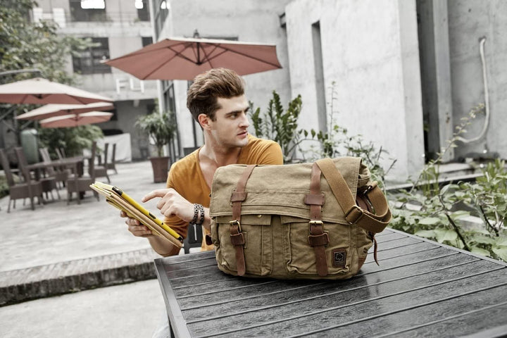Eysee Schultertasche Herren Canvas-Umhängertasche Daypack für Alltag und Sport 35cm (L) X 30cm(H) X