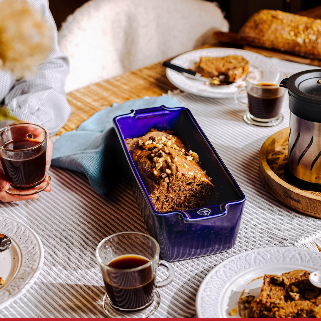 Peugeot - Appolia Kastenform - Brotbackform aus Keramik mit Griffen - Blau, 25,4 x 10,2 x 7,6 cm Tie