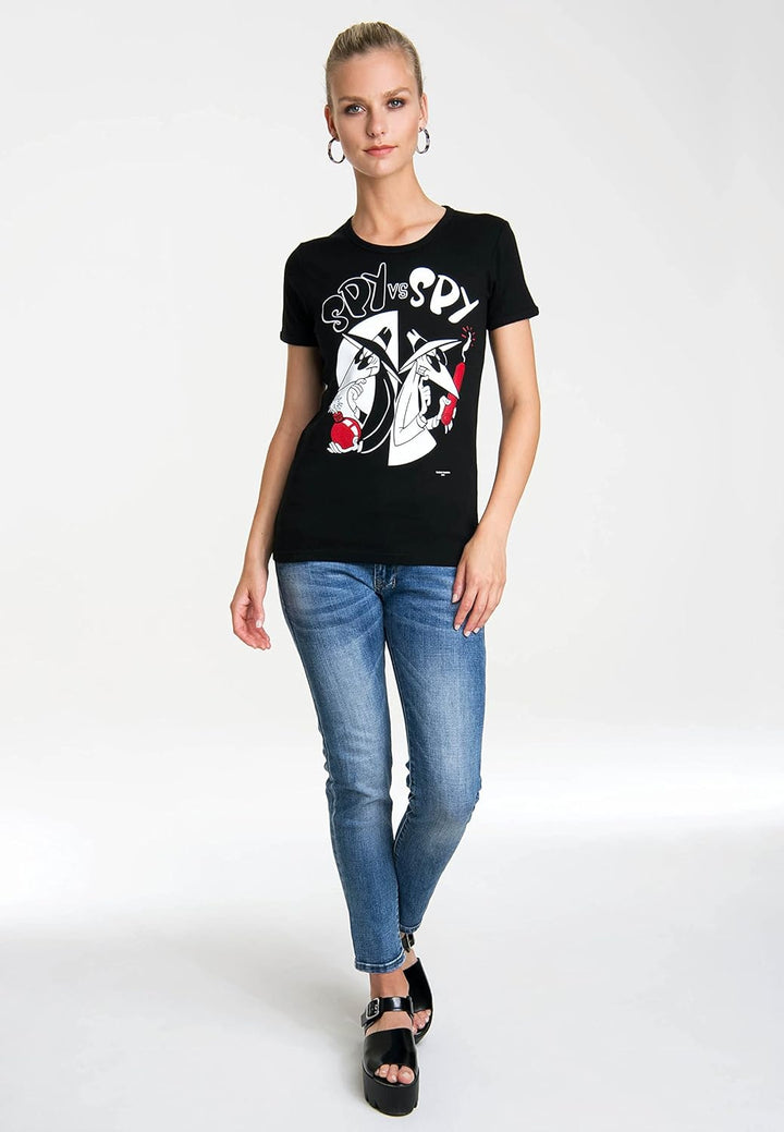 Logoshirt® Mad Comics Agenten Spy vs Spy T-Shirt I Unisex I Slimtfit I schwarz kurzärmlig Rundhalskr