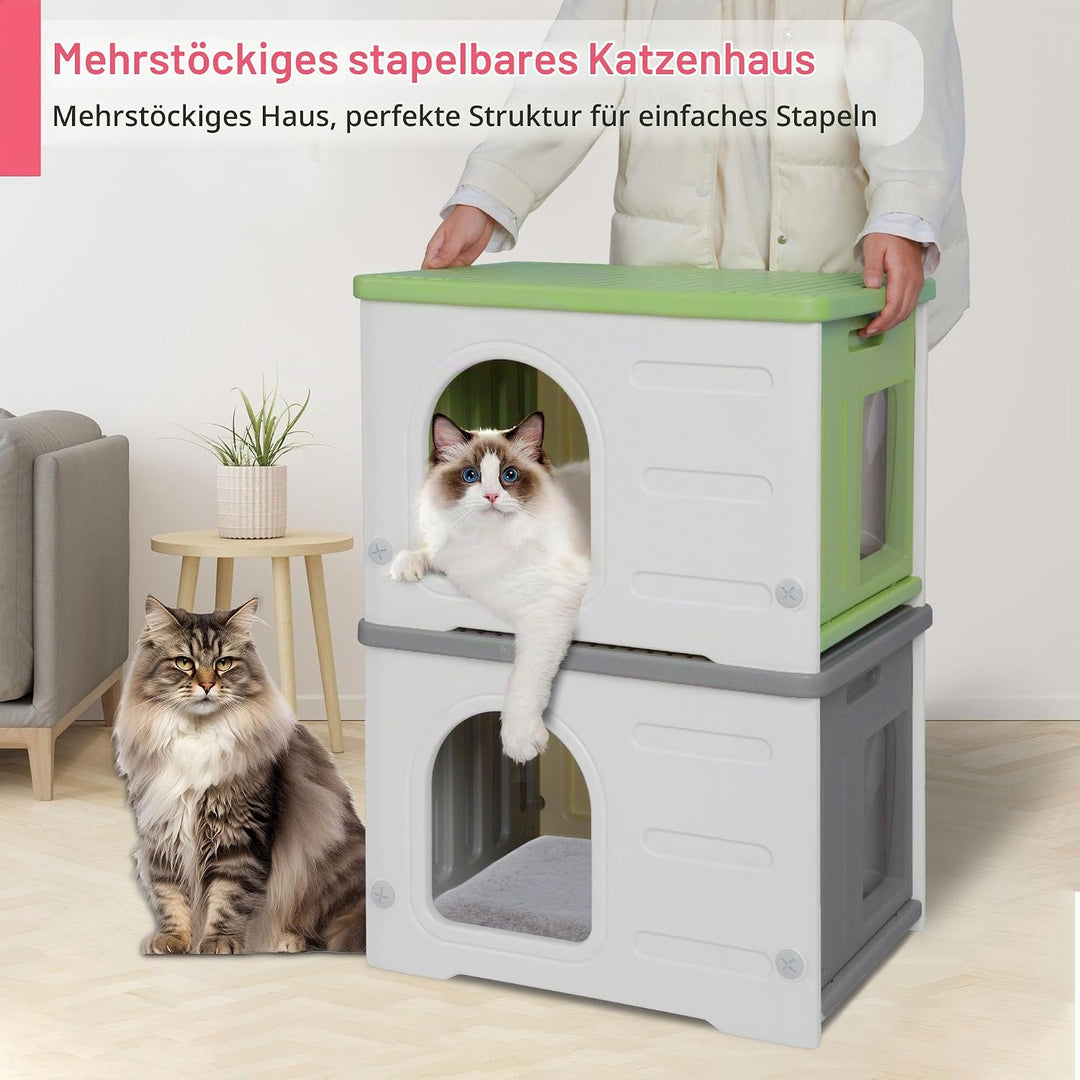 Katzenhäuser für Indoor-Katzen Kunststoff verwildert Outdoor-Katzenhaus Welpenunterkunft für kleine