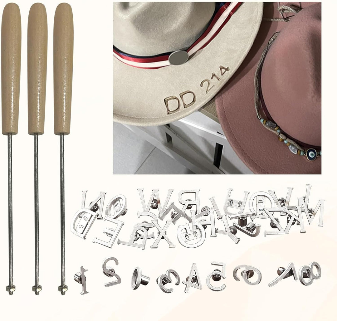 Mini Brandeisen Kit, 26 Buchstaben und 10 Zahlen, personalisierte Brandeisen mit 3 Griffen für Holz,