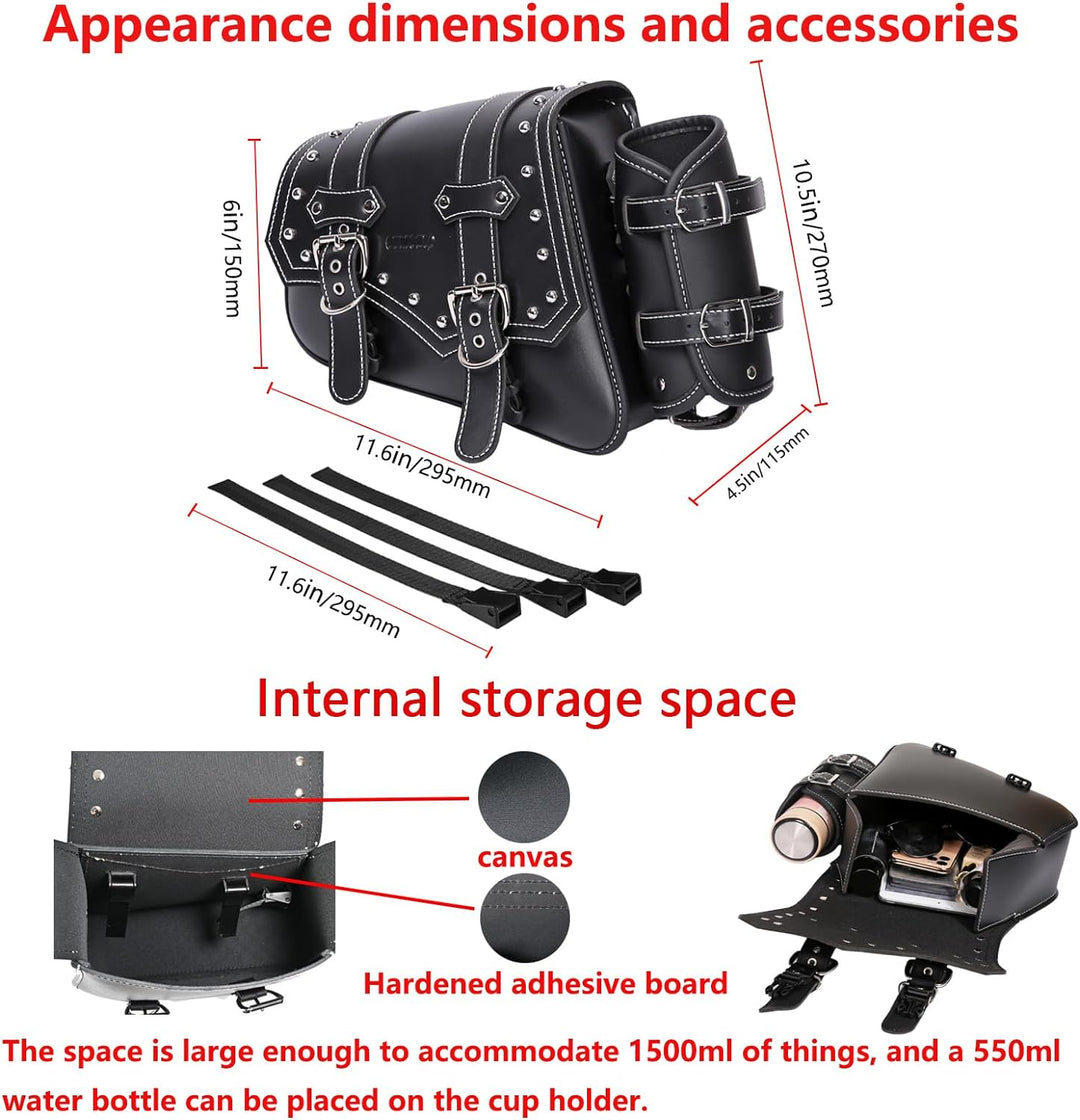 Motorrad-Satteltaschen– Satteltaschen Softail PVC Leder für Harley Sportster Wasserdicht,seitliche W