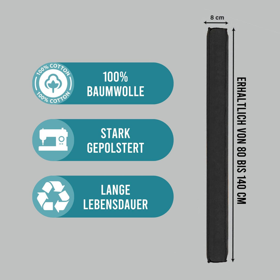 Magnetischer Zugluftstopper für Türen 90cm - Türluftstopper für Schutz - Türbodendichtung Schwarz -