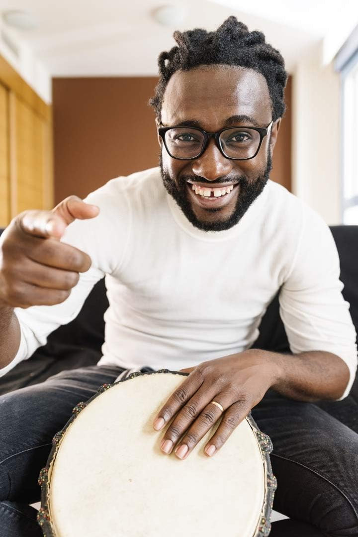 20cm Djembe Bongo Drum Trommel für kleine Kinder Handarbeit mit einen Elefanten Bemalt (Klein Kinder