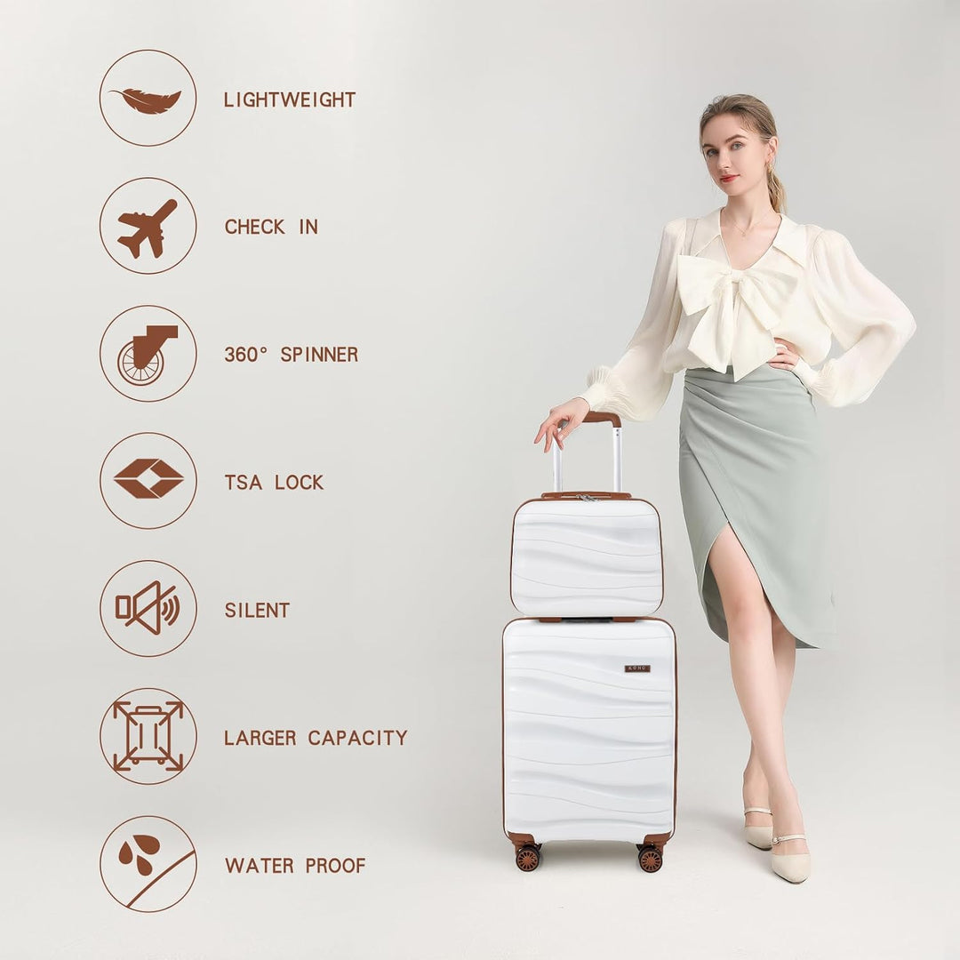 KONO Koffer Trolley 55cm Reisekoffer Leicht Hartschalenkoffer mit TSA Schloss Zwillingsrollen Rollko