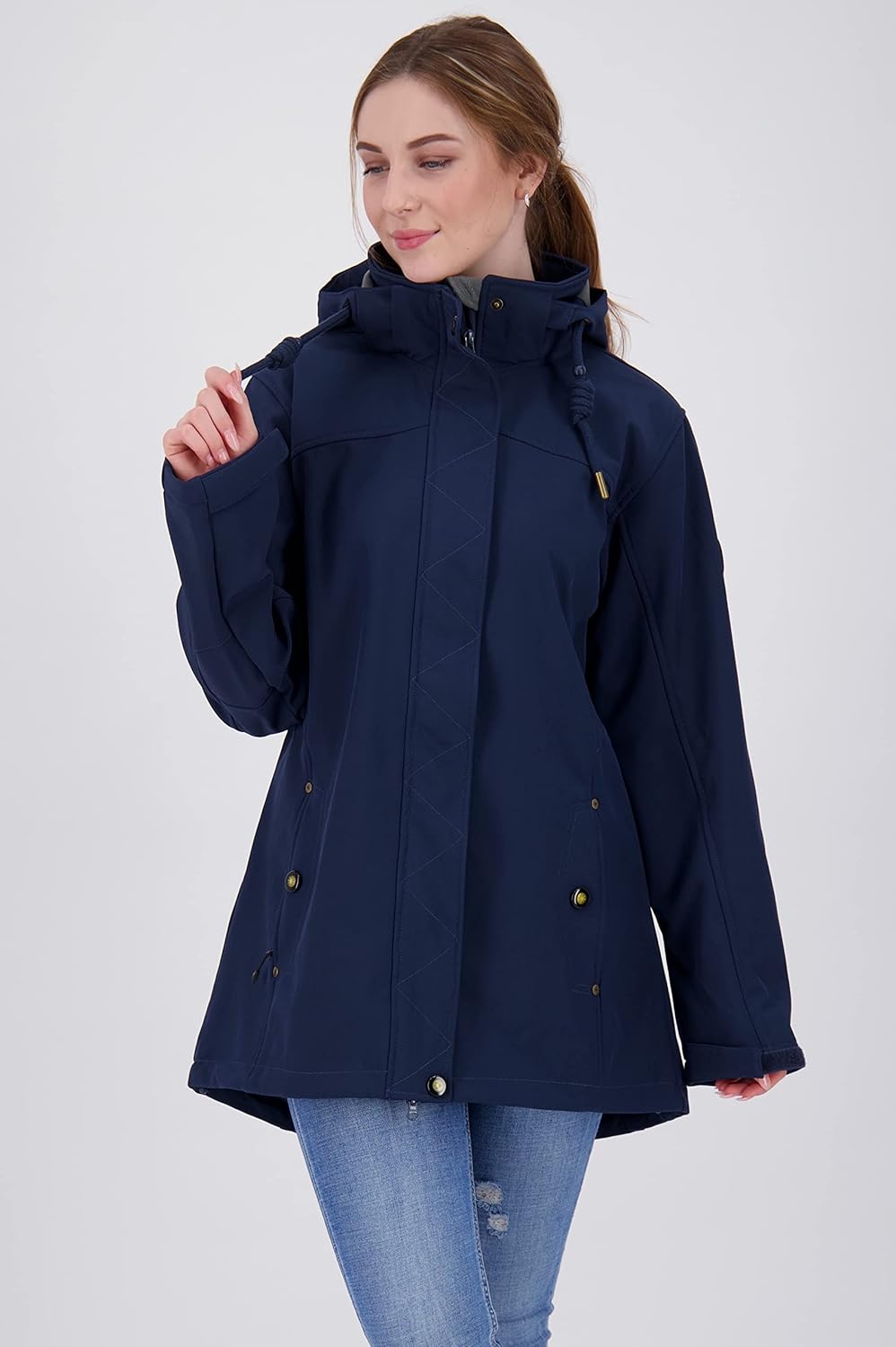 Ankerglut Damen Softshellmantel Kurzmantel mit Kapuze Gefüttert Übergangsjacke #Ankerglutbrise Softs