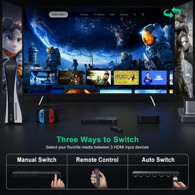 HDMI Switch 4K 60Hz, AVIDGRAM HDMI 2.0 Umschalter 5 in 1 Out, 5 Port HDMI Selector Box with IR Remot
