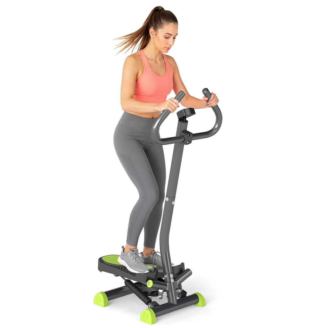 HOMCOM Stepper Fitness Swing Stepper mit LCD-Schirm und Handgriff Hometrainer für Zuhause bis 100 kg