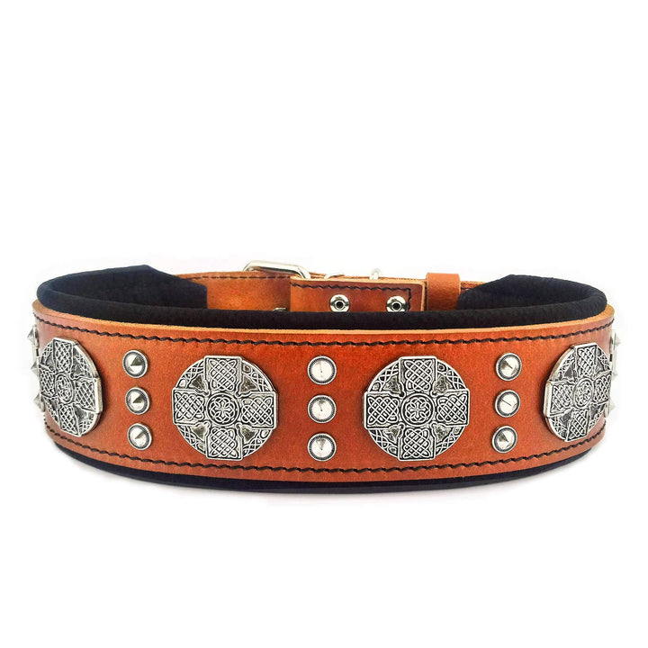 Bestia Maximus Echtleder Hundehalsband für grosse Hunde 100% Leder XXL- 65 bis 75 cm Halsumfang Brau