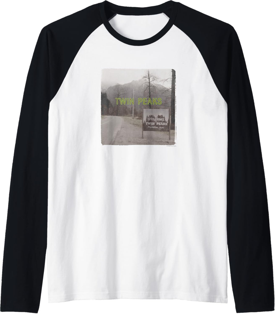 Twin Peaks Welcome Sign With Mountain View Raglan