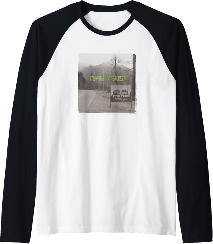 Twin Peaks Welcome Sign With Mountain View Raglan