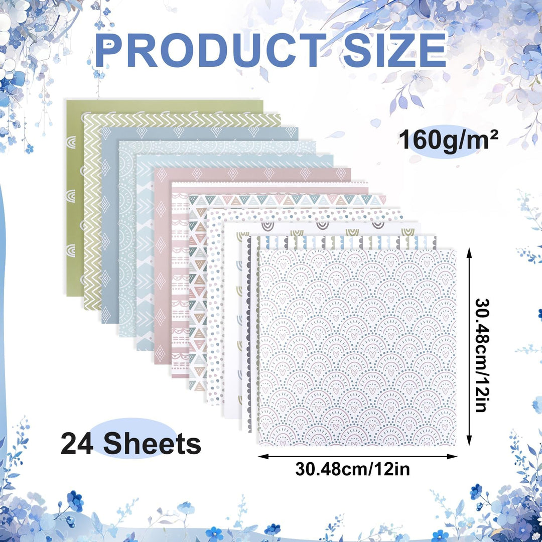 Nuyoah Scrapbooking Papier Scrapbook Zubehör 24 Blat Buntes Doppelseitiges 12 inch Junk Journaling Z