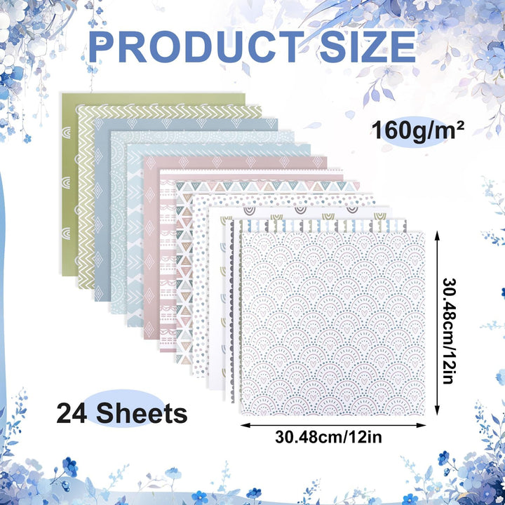 Nuyoah Scrapbooking Papier Scrapbook Zubehör 24 Blat Buntes Doppelseitiges 12 inch Junk Journaling Z