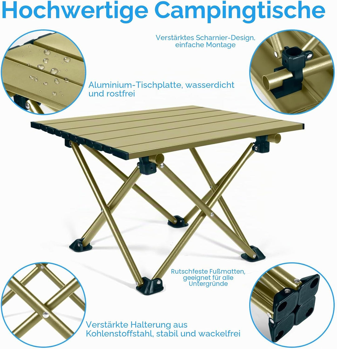 Klappbarer Campingtisch, Ultraleichter Tragbarer Campingtisch aus Karbonstahl mit Tragetasche für Ou