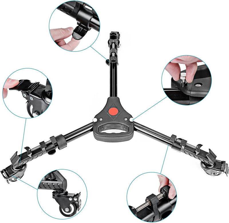 Neewer Fotografie Professionell Schwerlast-Stativ Dolly mit Gummi-Räder und verstellbaren Beinbefest