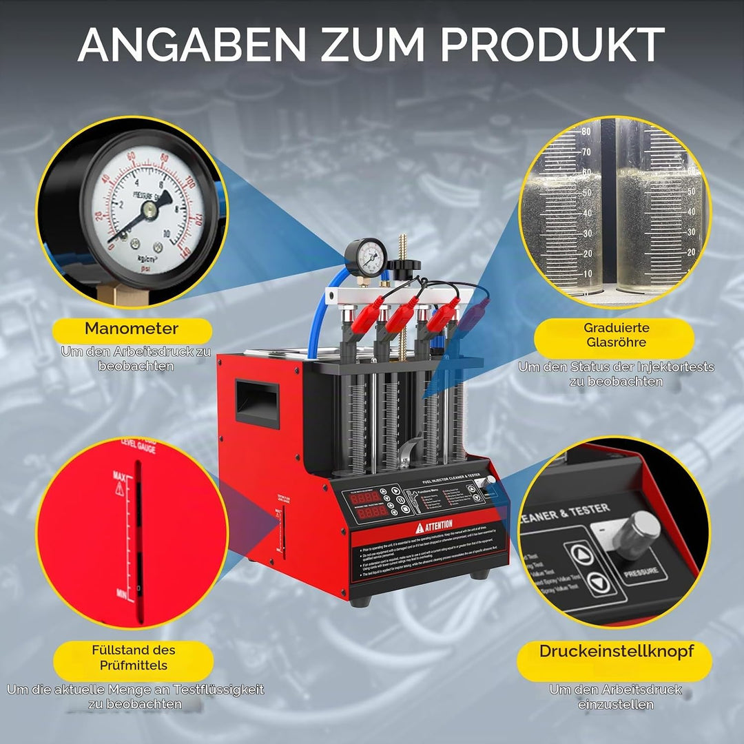 Einspritzdüsen Tester, CT160 beheizter Einspritzdüsenreiniger-Tester,4-Zylinder-Einspritzdüsenreinig