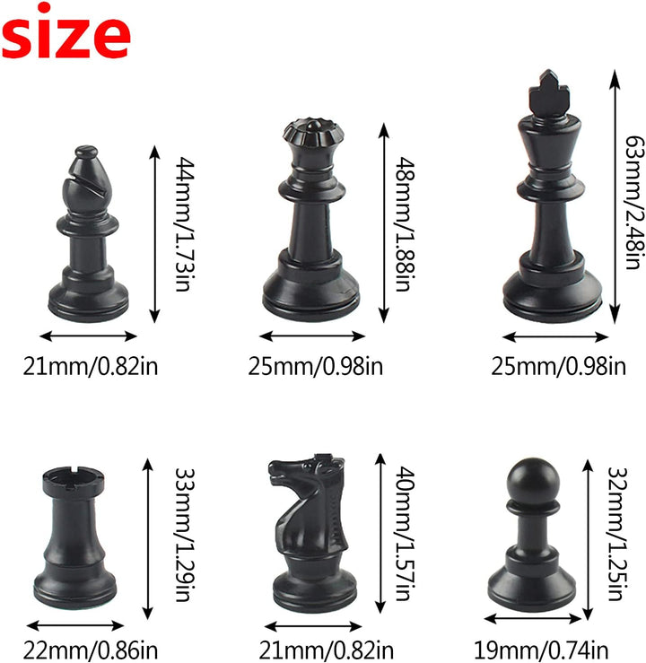 Andux Schachspielset Schachfiguren und Rollbrett QPXQ-01 (Schwarz,35x35cm), Schwarz,35x35cm