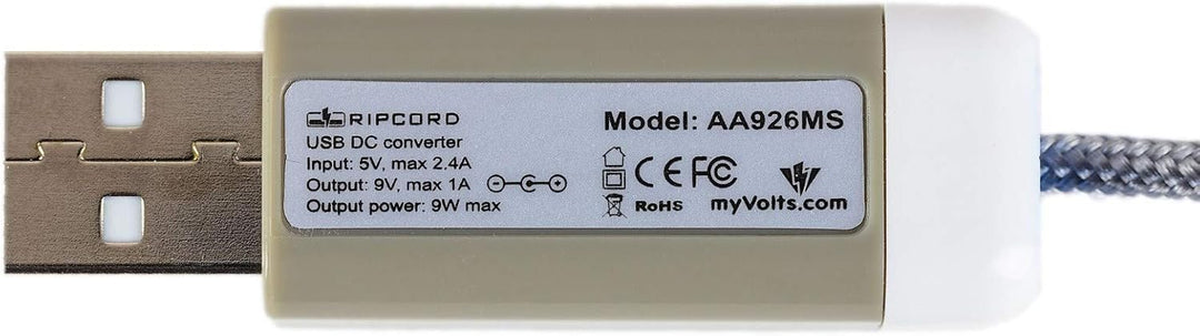 myVolts Ripcord-USB-Ladekabel mit 9V DC Ausgangsstecker kompatibel mit Critter &amp; Guitari Organelle,