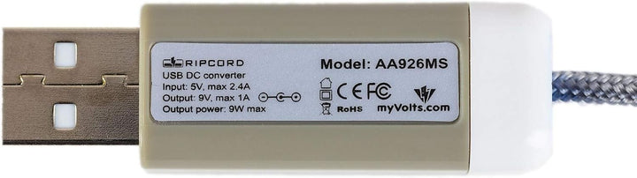 myVolts Ripcord-USB-Ladekabel mit 9V DC Ausgangsstecker kompatibel mit Korg Monologue Synthesizer