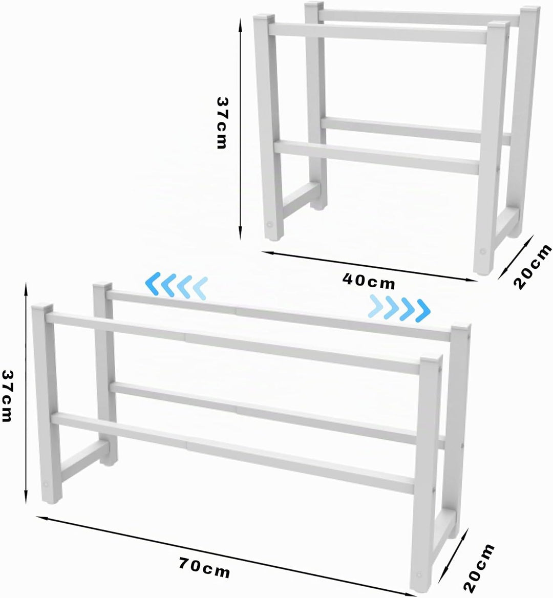 Ausziehbar Schuhregal mit 2 Etagen, Metall-Schuhständer Schmal Kleines Schuhregal, Robustes Design,