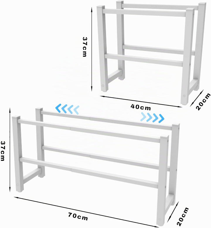 Ausziehbar Schuhregal mit 2 Etagen, Metall-Schuhständer Schmal Kleines Schuhregal, Robustes Design,