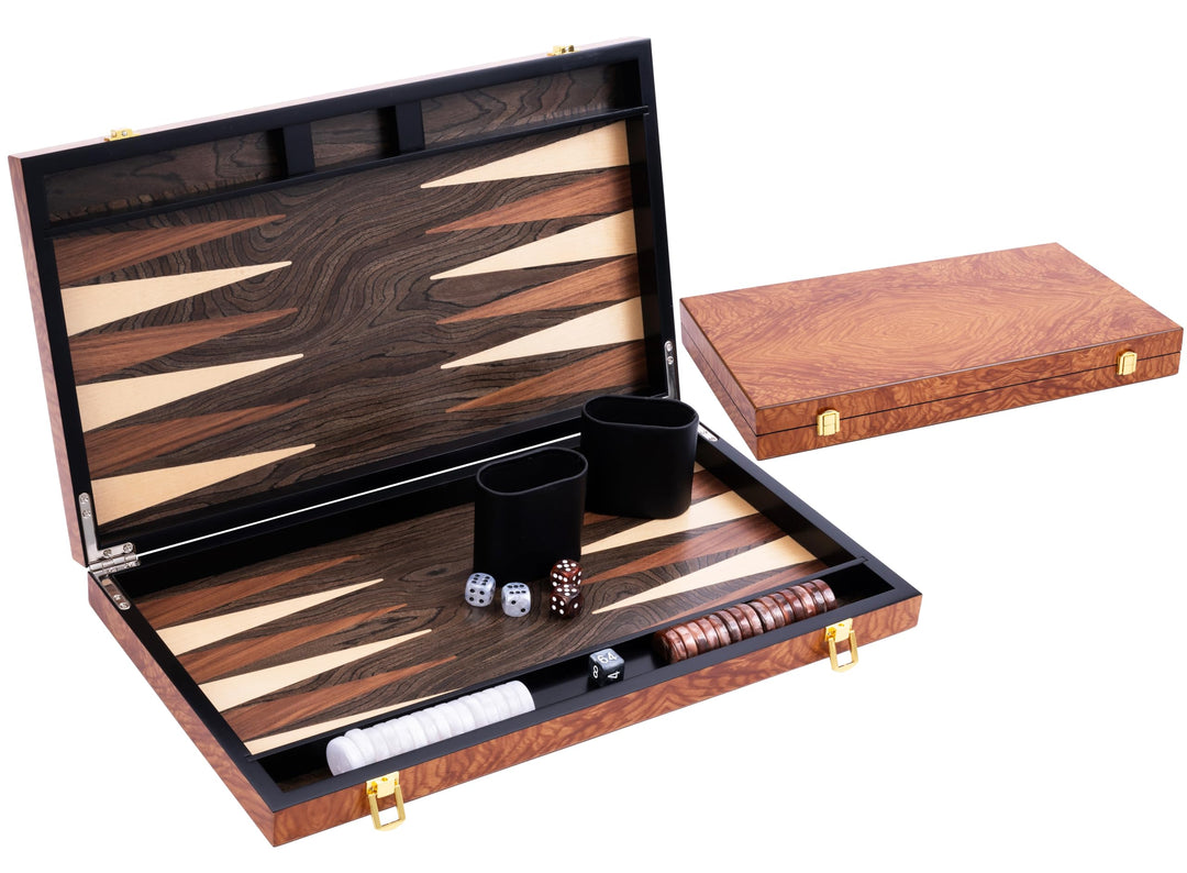 Engelhart- 250541 - Luxus-Backgammon 18 Zoll – Rosenholzfurnier, lackiert 18 Zoll Rosenholz, 18 Zoll