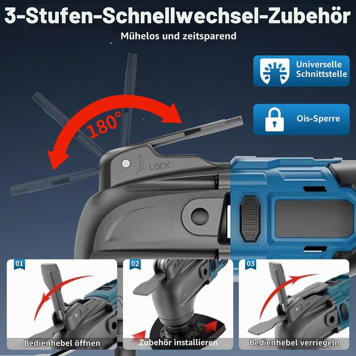 Akku-Multifunktionswerkzeug für Makita Akku 18V Li-Ion – Oszillationswerkzeug mit 23 Zubehör,6 Einst
