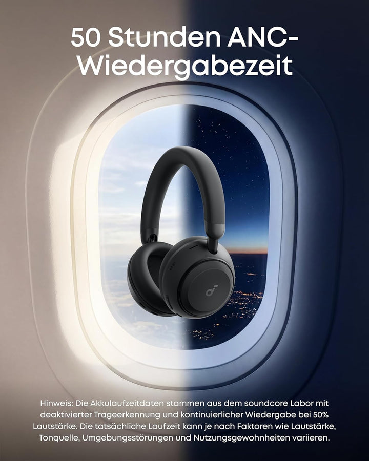 soundcore Space 2 by Anker, Noise Cancelling Kopfhörer, bequem, 50h Akku, LDAC Hi-Res Wireless Audio