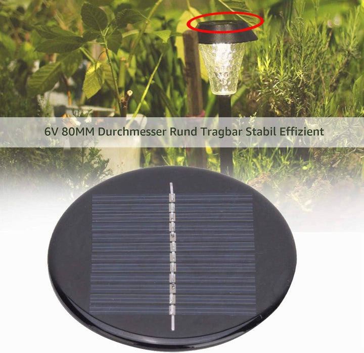 Solar Ersatzoberteil, Runde Sonnenkollektor, 4 Stück 6 V 80 Mm Durchmesser Runder Solarpanelersatz,