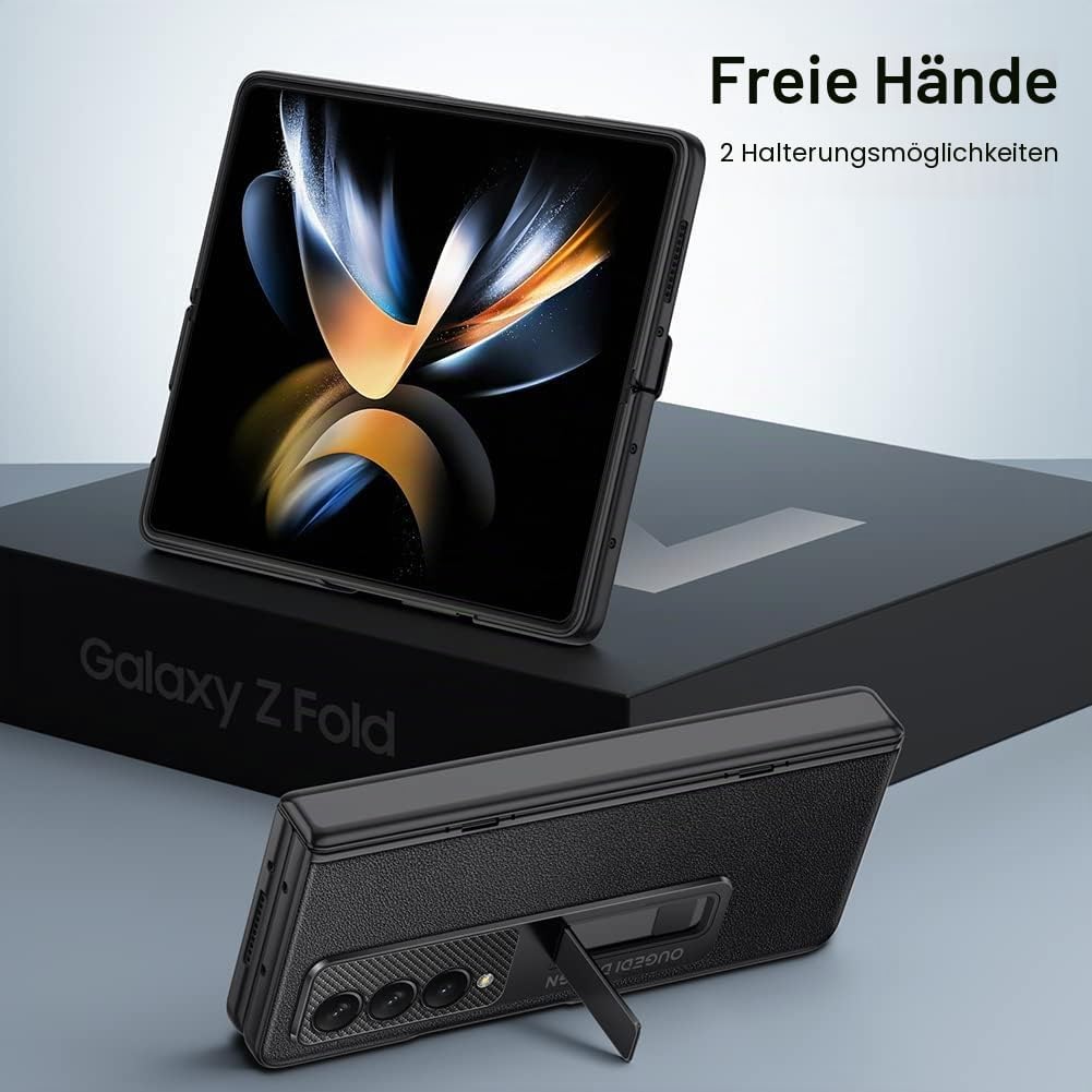 LEIAU Schutzhülle für Samsung Galaxy Z Fold 4, magnetisch, Ständer, mit Scharnierschutz – Leder-Schu