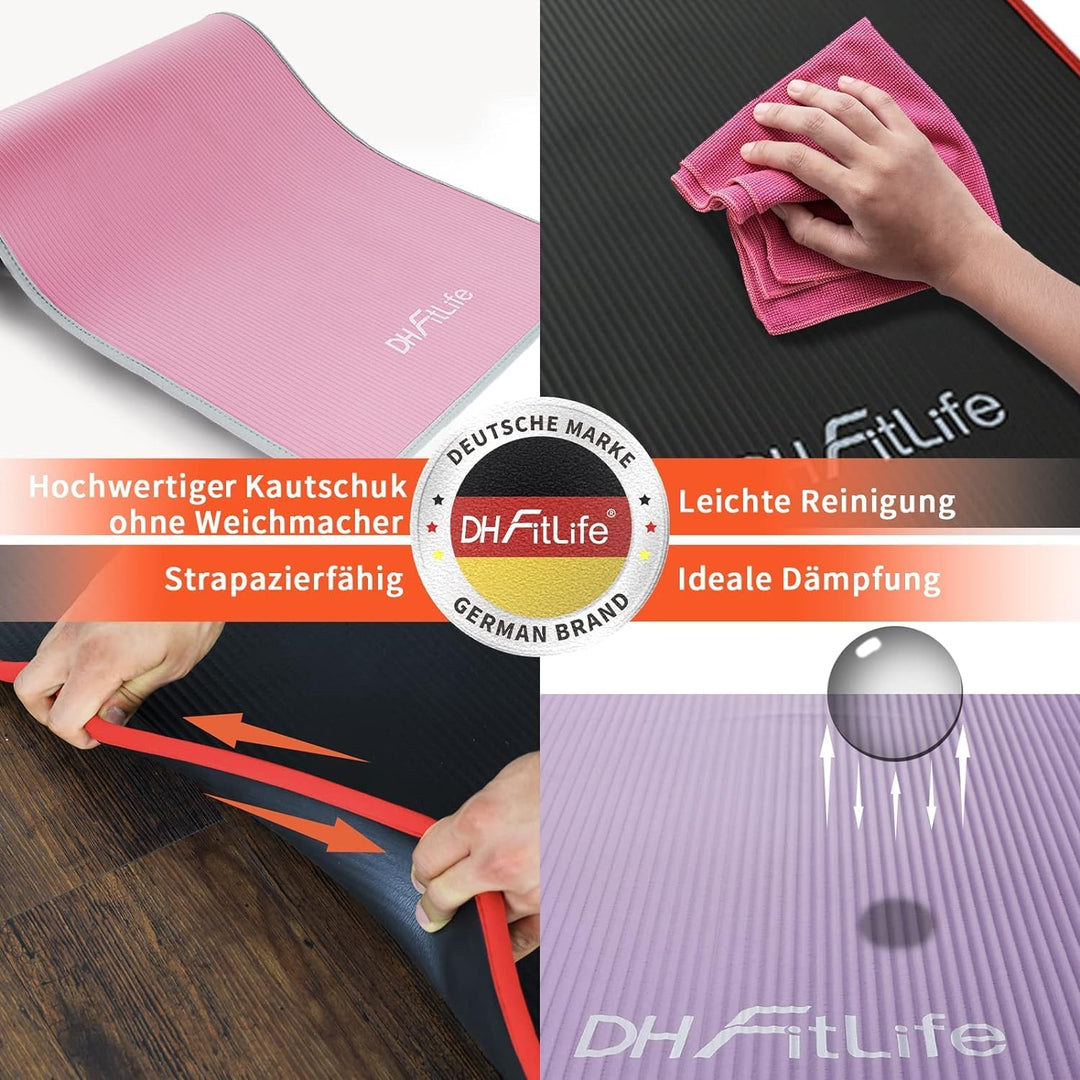 DH FitLife Trainingsmatte Fitnessmatte, Sportmatte 183 * 61 * 1 cm, Gymnastikmatte extra reissfest,