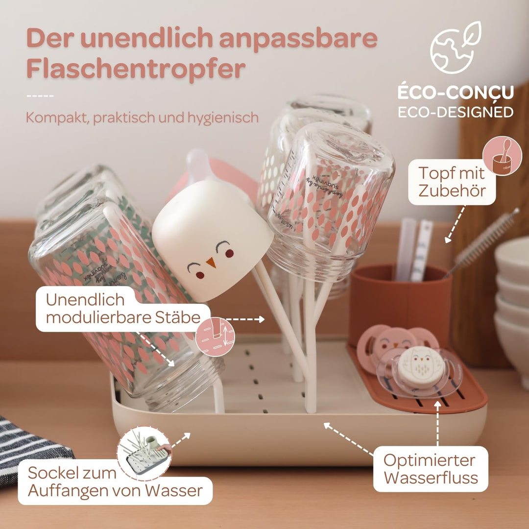 BÉABA, Abtropfgestell Babyflaschen, Grosses Fassungsvermögen, Modular, Bis zu 6 Flaschen und Kinderg