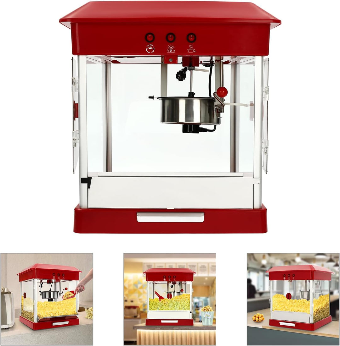 Popcornmaschine, 800W Popcorn Maker für Zuhause mit Antihaftbeschichtung, Drei verschiedenen Grössen