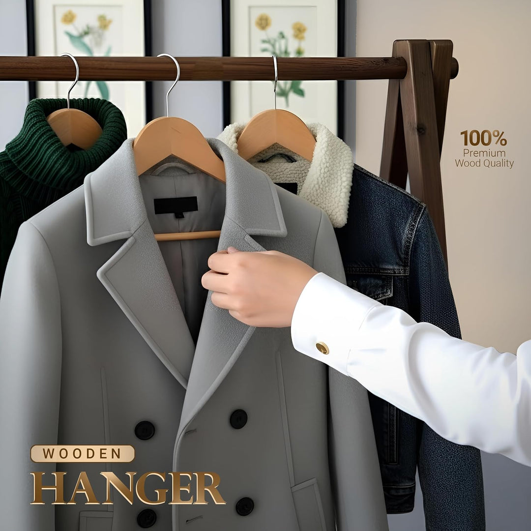 Utopia Home Premium Kleiderbügel Holz 20 Stück, Holzbügel mit 360 Grad Drehbarem Haken, Rutschfester