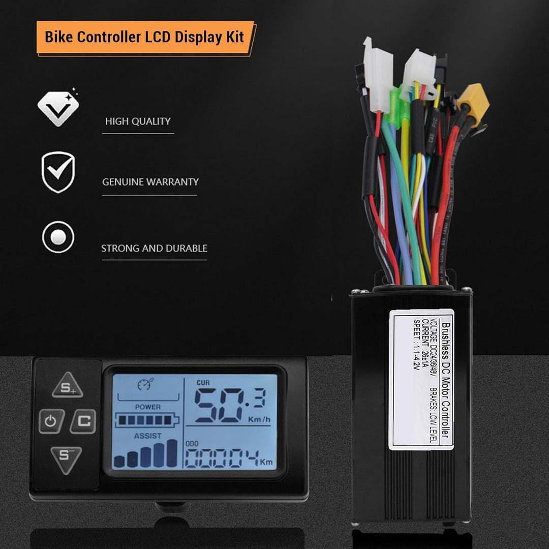 BuyWeek Elektrofahrrad Brushless Motor Controller Kit, 36V 48V 500W 750W 26A 3 Modus Sinuswellen Mot