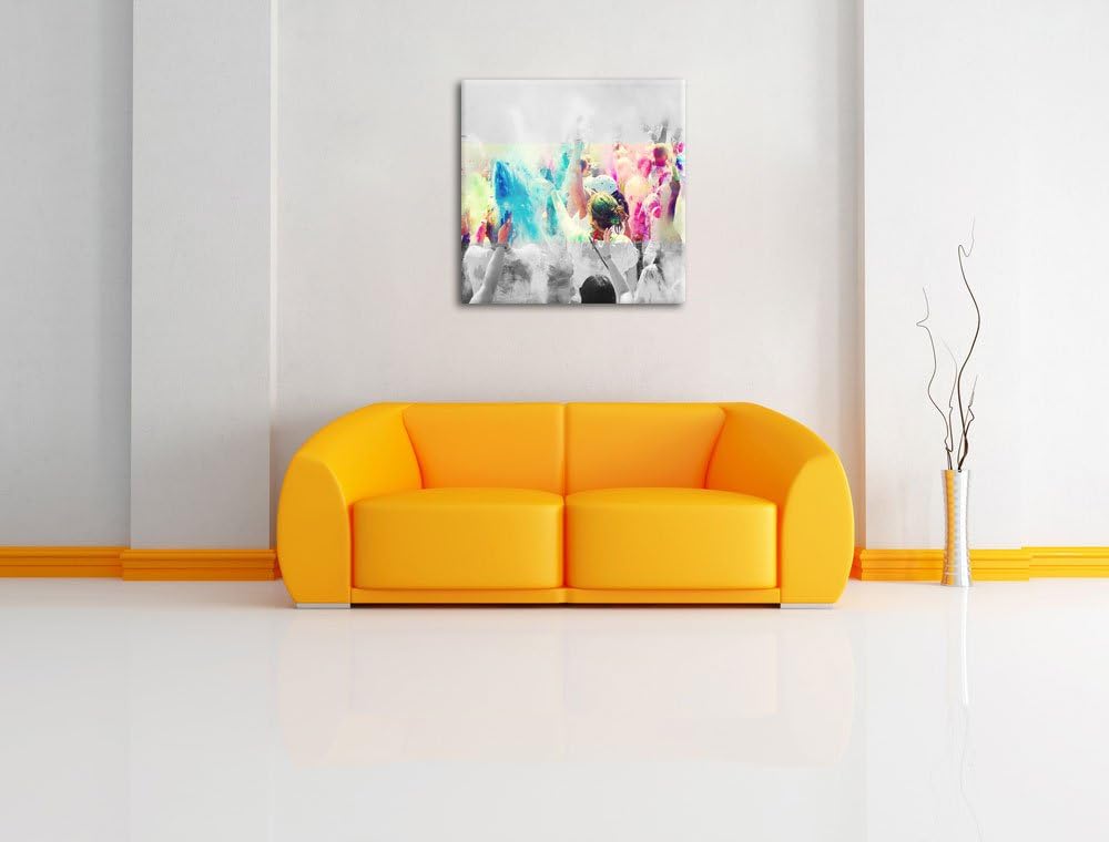 Pixxprint Holi Farben Festival als Leinwandbild Quadratisch/Grösse: 70x70 / Wandbild/Kunstdruck/fert