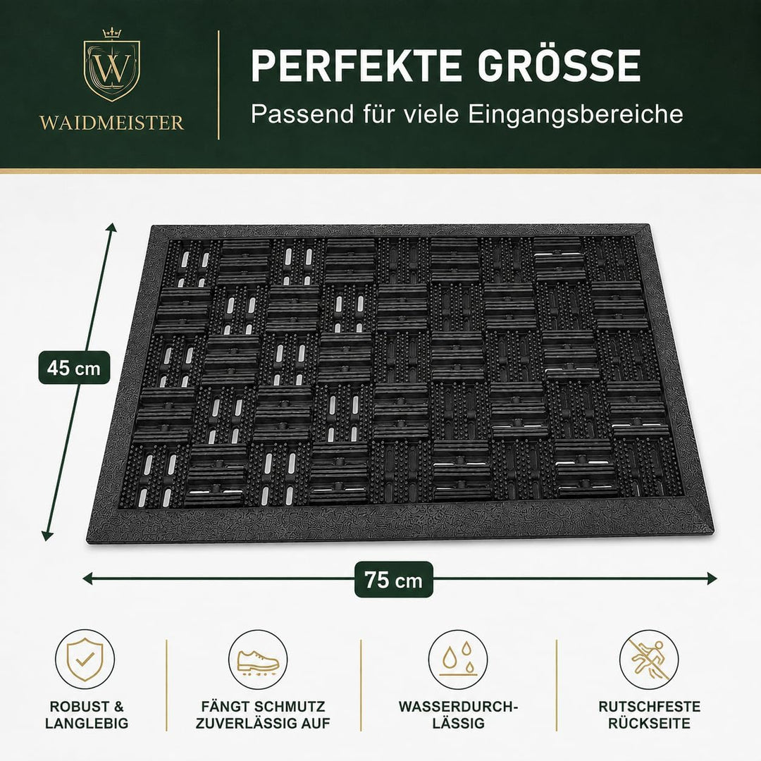 DILUMA Fussmatte Matador 45x75 cm Outdoor Schmutzfangmatte Fussabstreifer Fussabtreter aus Gummi für