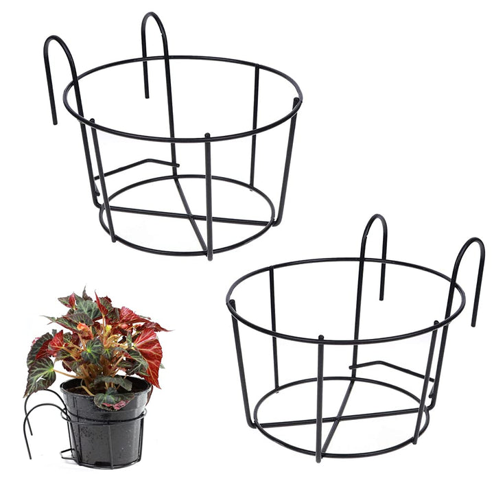 Bhina 2 Stücke Geländer Pflanzgefässe Blumentopf,Blumentopfhalter,Runder Garteneisen, Aufhängen, Pfl
