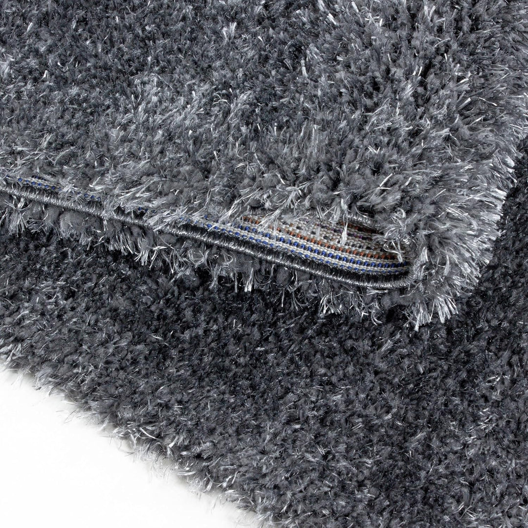 Teppium Hochflor Teppich Wohnzimmer 120 cm Rund Grau - Flauschiger Shaggy Teppich Extra Weich und Ei