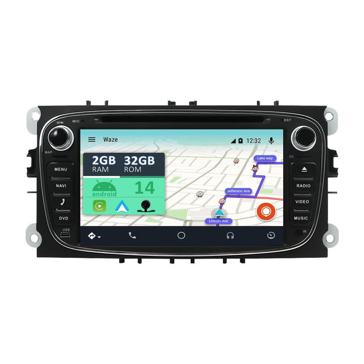 YUNTX Android 12 Autoradio für Mondeo/S-max/Focus/C-max/Connect/Galaxy-2 Din-[Integriertes Wireless
