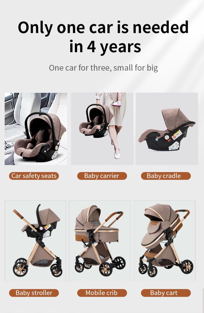 YAZOCO kinderwagen 3 in 1 Zusammenklappbar kinderwagen Komplettset Becherhalter, Moskitonetz, Fussab