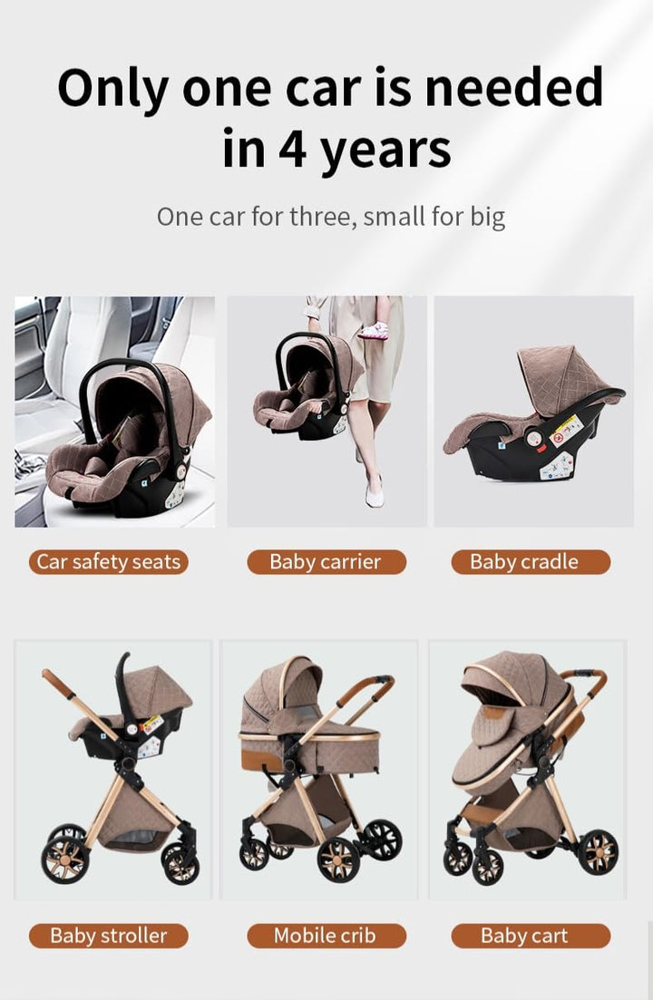 YAZOCO kinderwagen 3 in 1 Buggy Babybett Komplett Set Einem Klick Zusammenklappbarer Kinderwagen, Ko