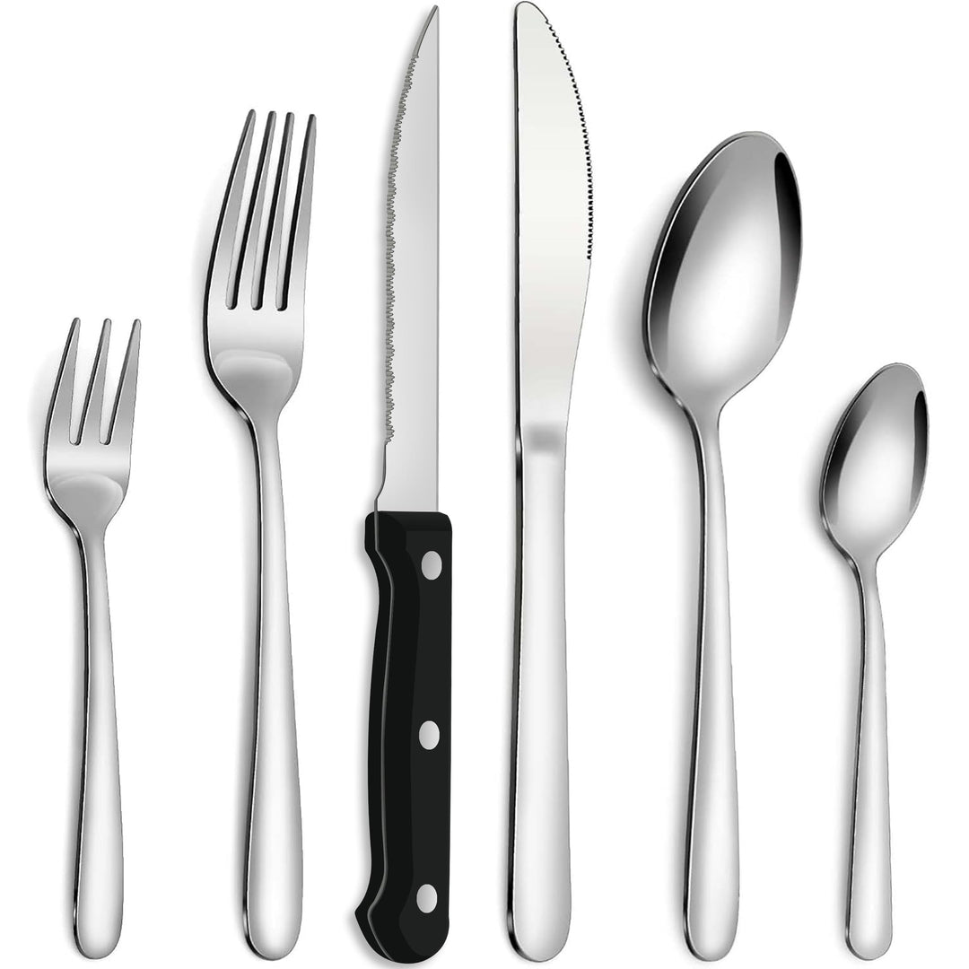 Bestdin Besteck Set mit Steakmesser, 36 teilig Besteck Set 6 Personen, Edelstahl Besteckset mit Mess