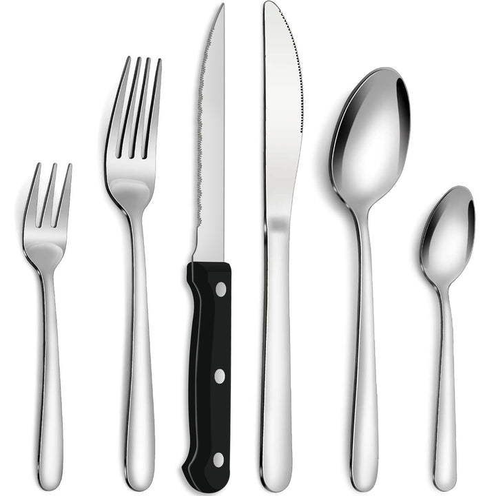 Bestdin Besteck Set mit Steakmesser, 36 teilig Besteck Set 6 Personen, Edelstahl Besteckset mit Mess