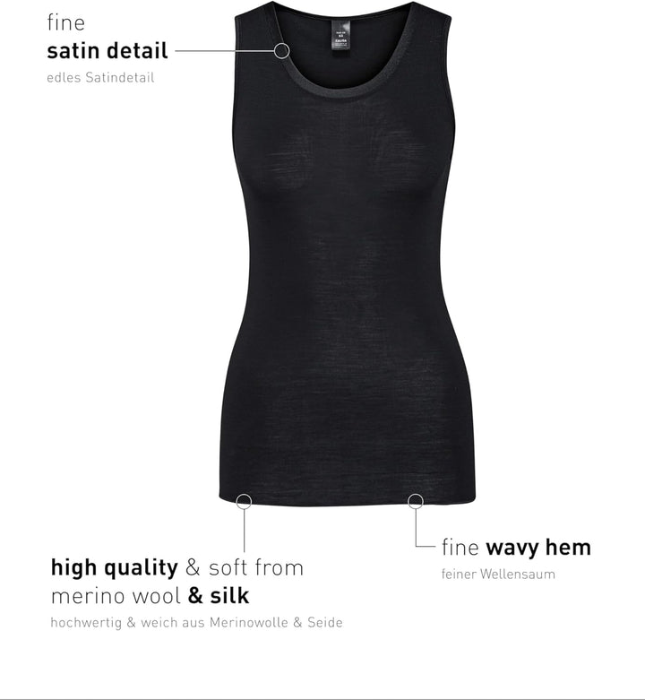 CALIDA True Confidence Tank-Top aus Wolle-Seide Damen, aus Merinowolle und Seide, wärmend, temperatu