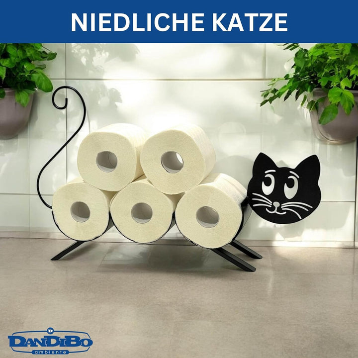 DanDiBo Toilettenpapierhalter Stehend Katze Klopapierhalter 96622 WC Rollenhalter Freistehend WC Pap