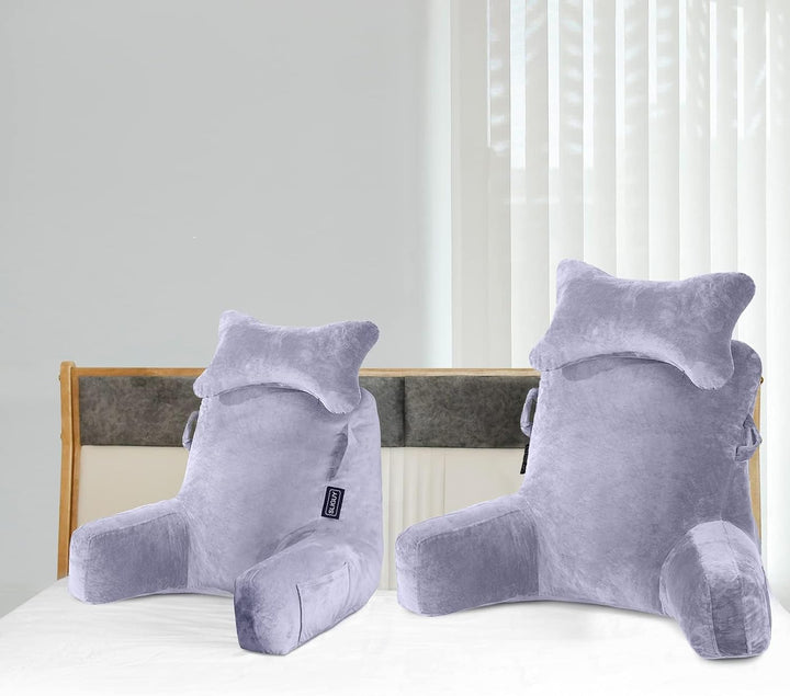 Lesekissen Bettauflage Kissen mit Abnehmbarer Nackenrolle &amp; höherem Stützarm zum Sitzen in Bett, Cou