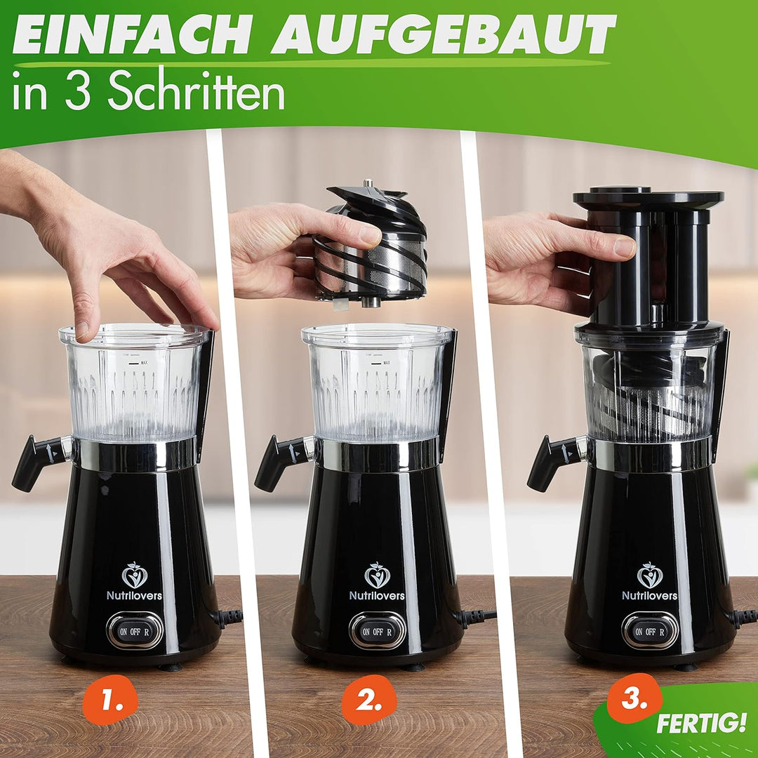 NUTRI-PRESS Slow Juicer Entsafter - BPA-frei | Elektrische Obst & Gemüse Saftpresse | BPA-Frei | Ger