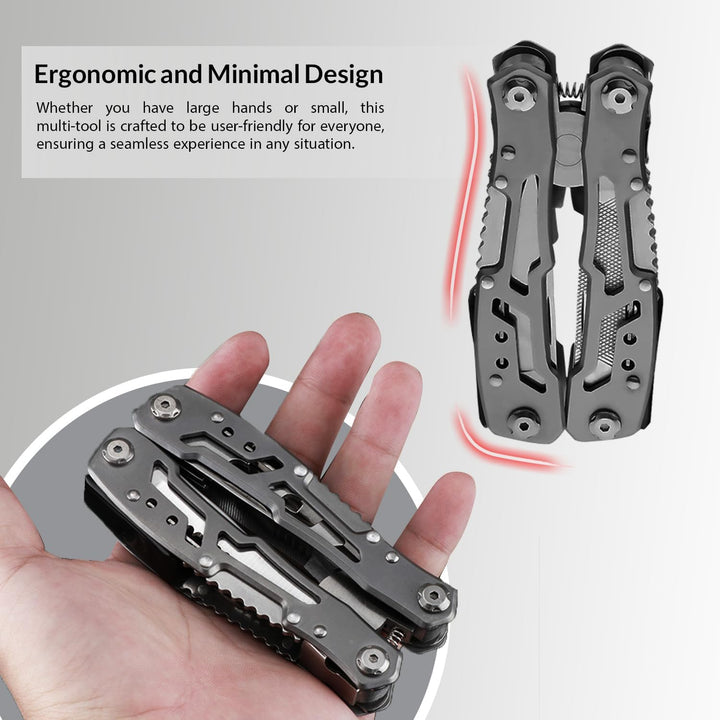 Multitool 14-in-1 mit Zange, Messer, Schraubendreher, Flaschenöffner und Nylonetui – Kompaktes und R