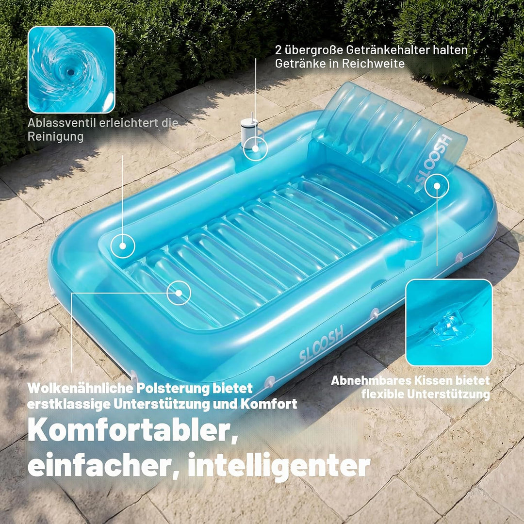 Sloosh 70" x 46"/1.78m*1.16m aufblasbarer Sonnenpool, Luftmatratzte Pool, Sonnenbad mit abnehmbarem